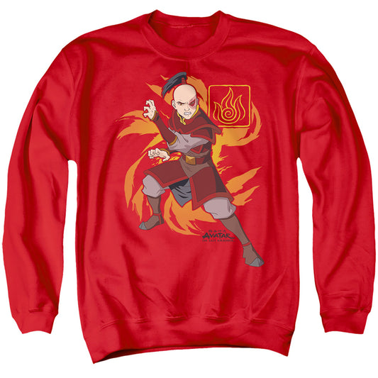 Avatar The Last Airbender Zuko Flame Burst Mens Crewneck Sweatshirt Red Officially Licensed