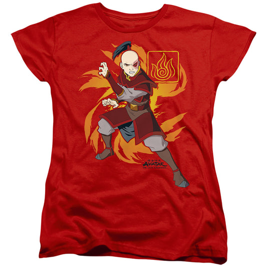 Avatar The Last Airbender Zuko Flame Burst Womens T Shirt Red Officially Licensed