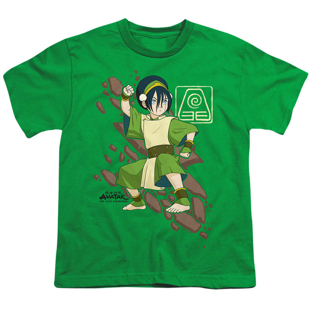Avatar The Last Airbender Toph Rock Slide Kids Youth T Shirt Kelly Green Officially Licensed
