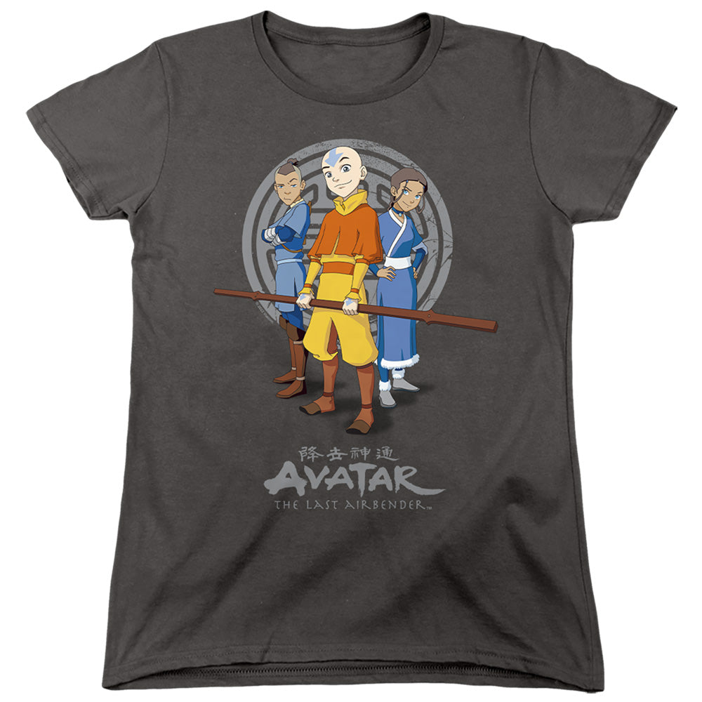 Avatar The Last Airbender Team Avatar Womens T Shirt Charcoal Officially Licensed