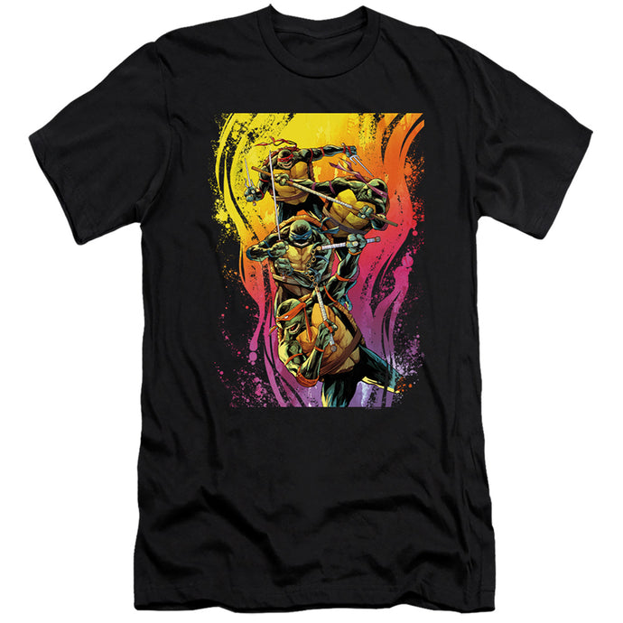 Teenage Mutant Ninja Turtles Hot Rainbow Warriors Premium Bella Canvas Slim Fit Mens T Shirt Black