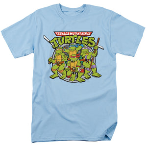 Teenage Mutant Ninja Turtles Classic Turtles Mens T Shirt Light Blue