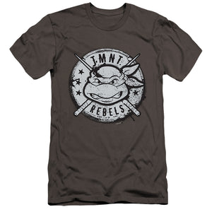 Teenage Mutant Ninja Turtles Rebels Distressed Logo Premium Bella Canvas Slim Fit Mens T Shirt Charcoal