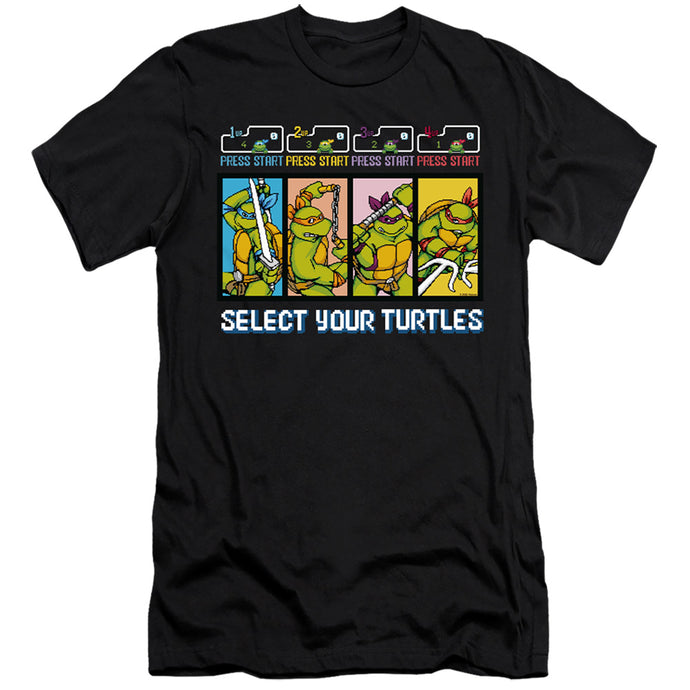 Teenage Mutant Ninja Turtles Select Your Turtles Premium Bella Canvas Slim Fit Mens T Shirt Black