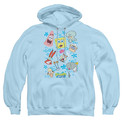 Spongebob Character Faces Mens Hoodie Light Blue