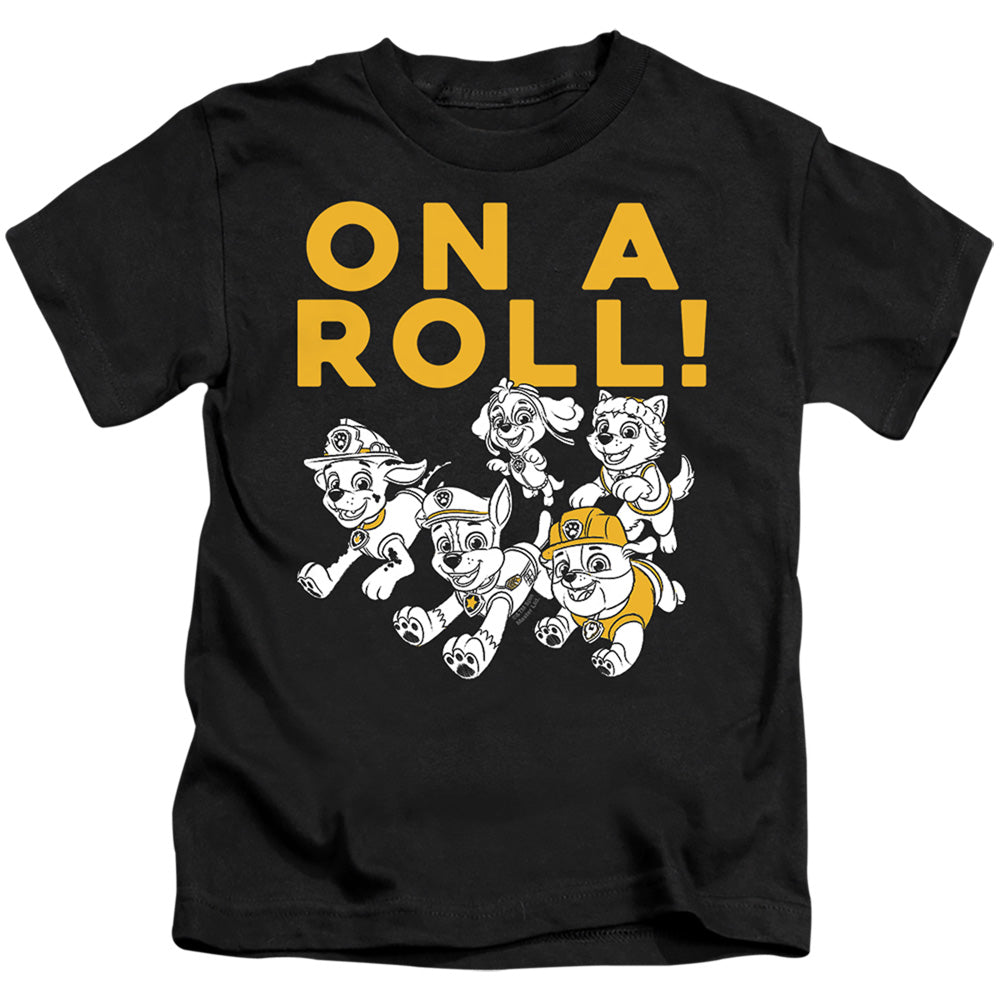 Paw Patrol On A Roll! Juvenile Kids Youth T Shirt Black Officially Licensed