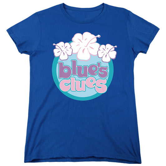 Blues Clues (Classic) Hawaiian Flowers Womens T Shirt Royal Blue Officially Licensed