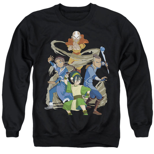 Avatar The Last Airbender Team Avatar Elements Mens Crewneck Sweatshirt Black Officially Licensed