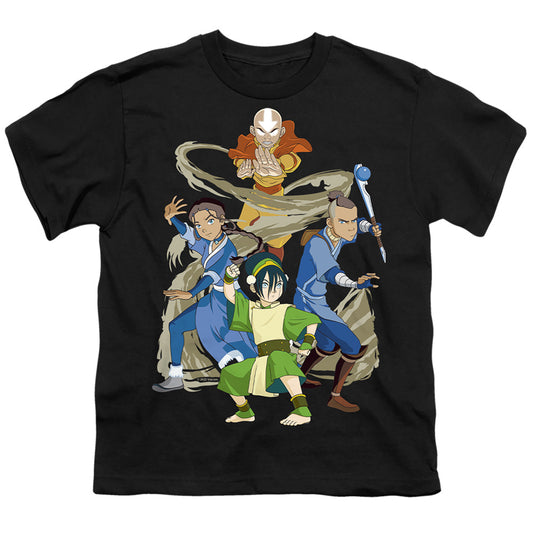 Avatar The Last Airbender Team Avatar Elements Kids Youth T Shirt Black Officially Licensed