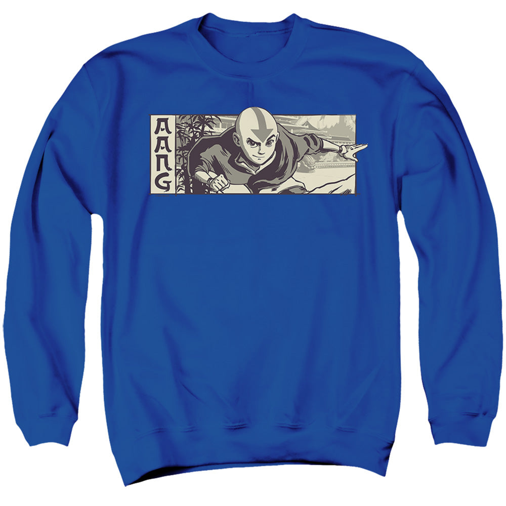 Avatar The Last Airbender Illustrated Aang Mens Crewneck Sweatshirt Royal Blue Officially Licensed