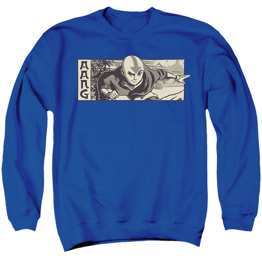 Avatar The Last Airbender Illustrated Aang Mens Crewneck Sweatshirt Royal Blue Officially Licensed