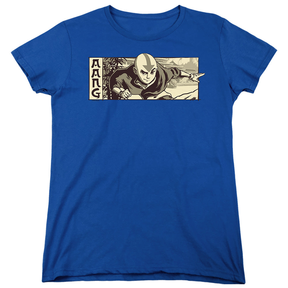 Avatar The Last Airbender Illustrated Aang Womens T Shirt Royal Blue Officially Licensed
