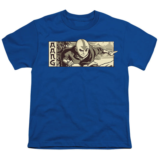 Avatar The Last Airbender Illustrated Aang Kids Youth T Shirt Royal Blue Officially Licensed
