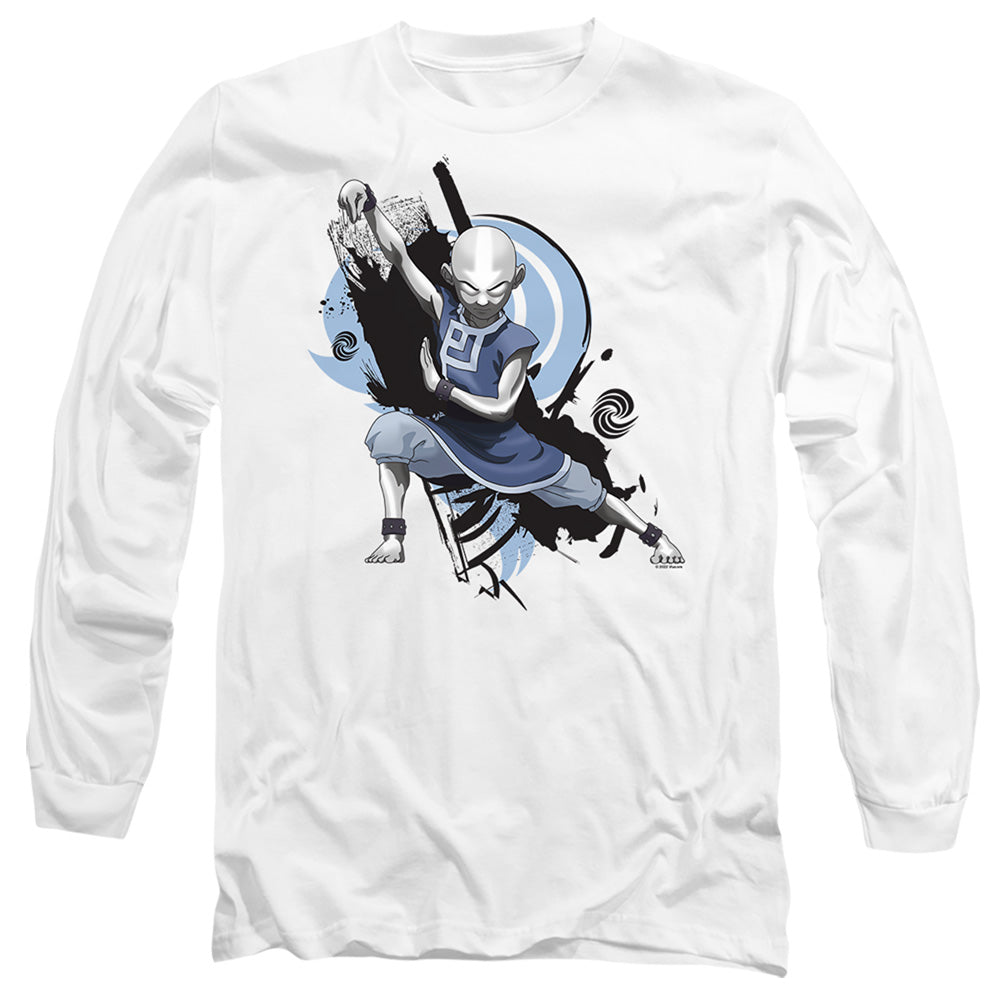 Avatar The Last Airbender Energybending Aang Mens Long Sleeve Shirt White