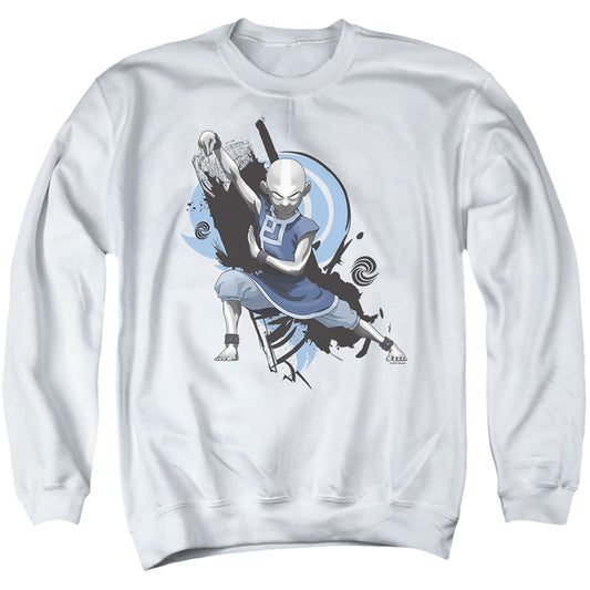 Avatar The Last Airbender Energybending Aang Mens Crewneck Sweatshirt White Officially Licensed