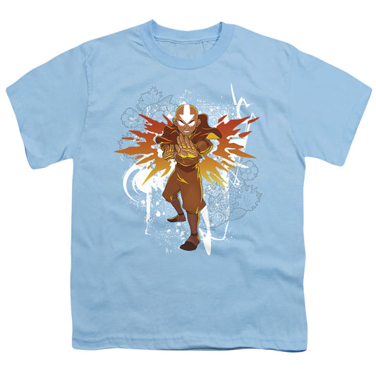 Avatar The Last Airbender Flower And Fish Aang Kids Youth T Shirt Light Blue Officially Licensed