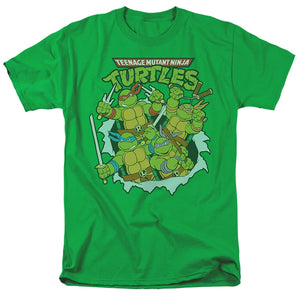 Teenage Mutant Ninja Turtles Retro Group Mens T Shirt Kelly Green