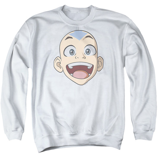 Avatar The Last Airbender Big Aang Face Mens Crewneck Sweatshirt White