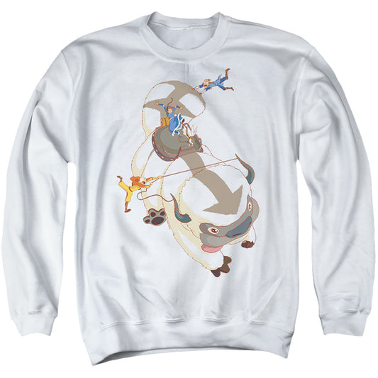 Avatar The Last Airbender Hang On Appa Mens Crewneck Sweatshirt White