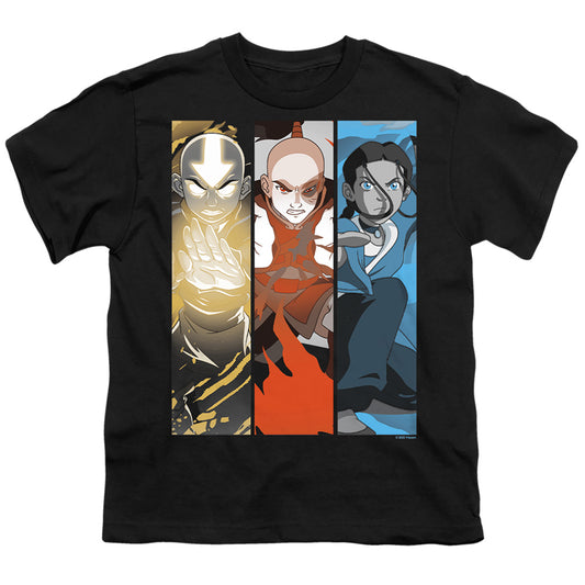 Avatar Triple Bender Kids Youth T Shirt Black Officially Licensed