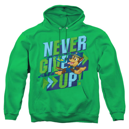 Paw Patrol Never Give Up Mens Hoodie Kelly Green