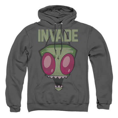 Invader Zim Invade Mens Hoodie Charcoal