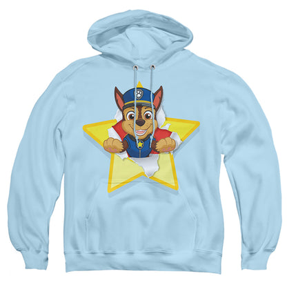 Paw Patrol Chase Torn Star Mens Hoodie Light Blue