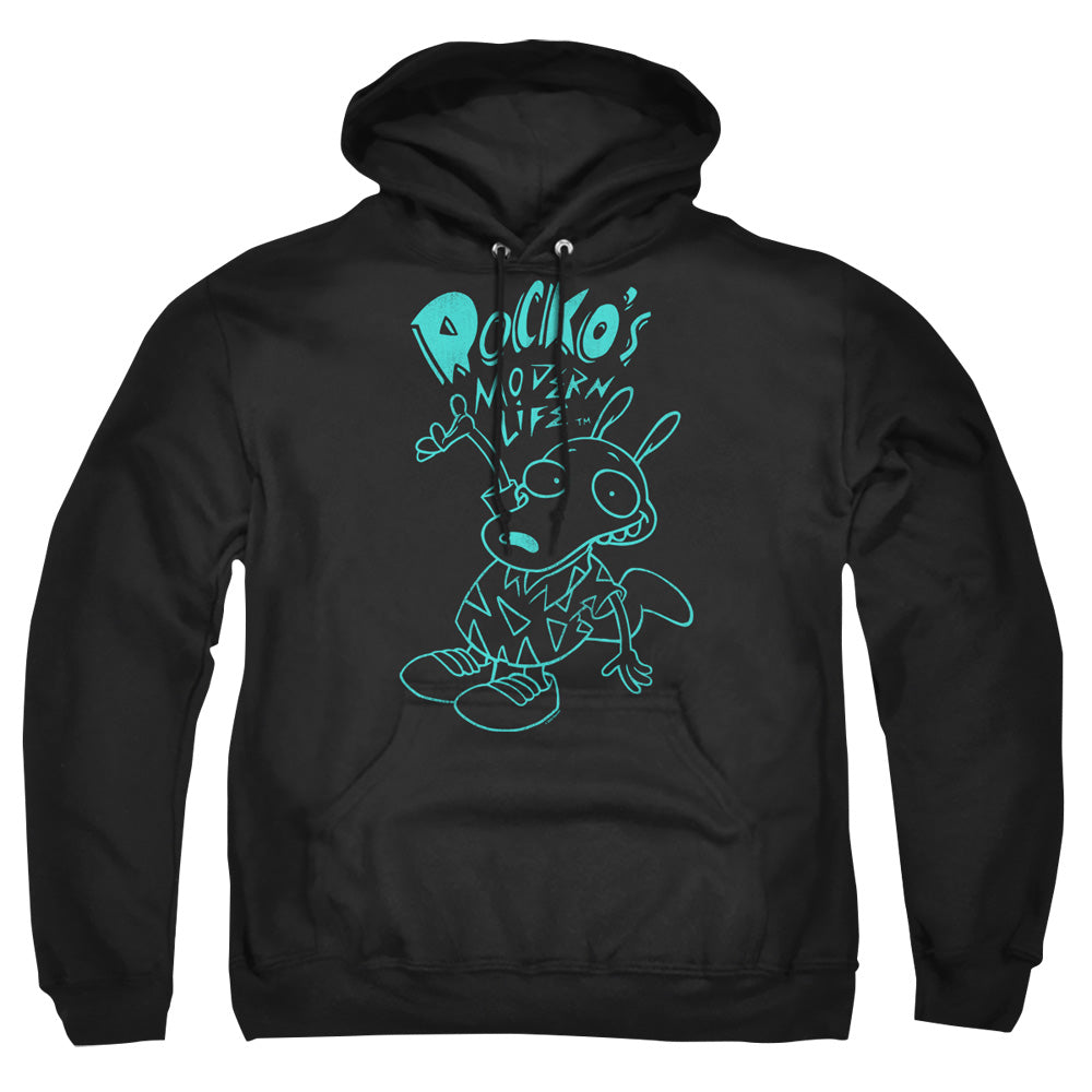 Rocko'S Modern Life Neon Rocko Mens Hoodie Black