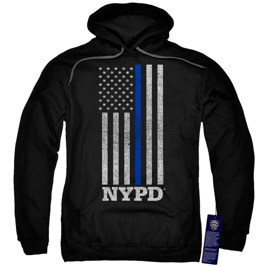 New York City Thin Blue Line Mens Hoodie Black