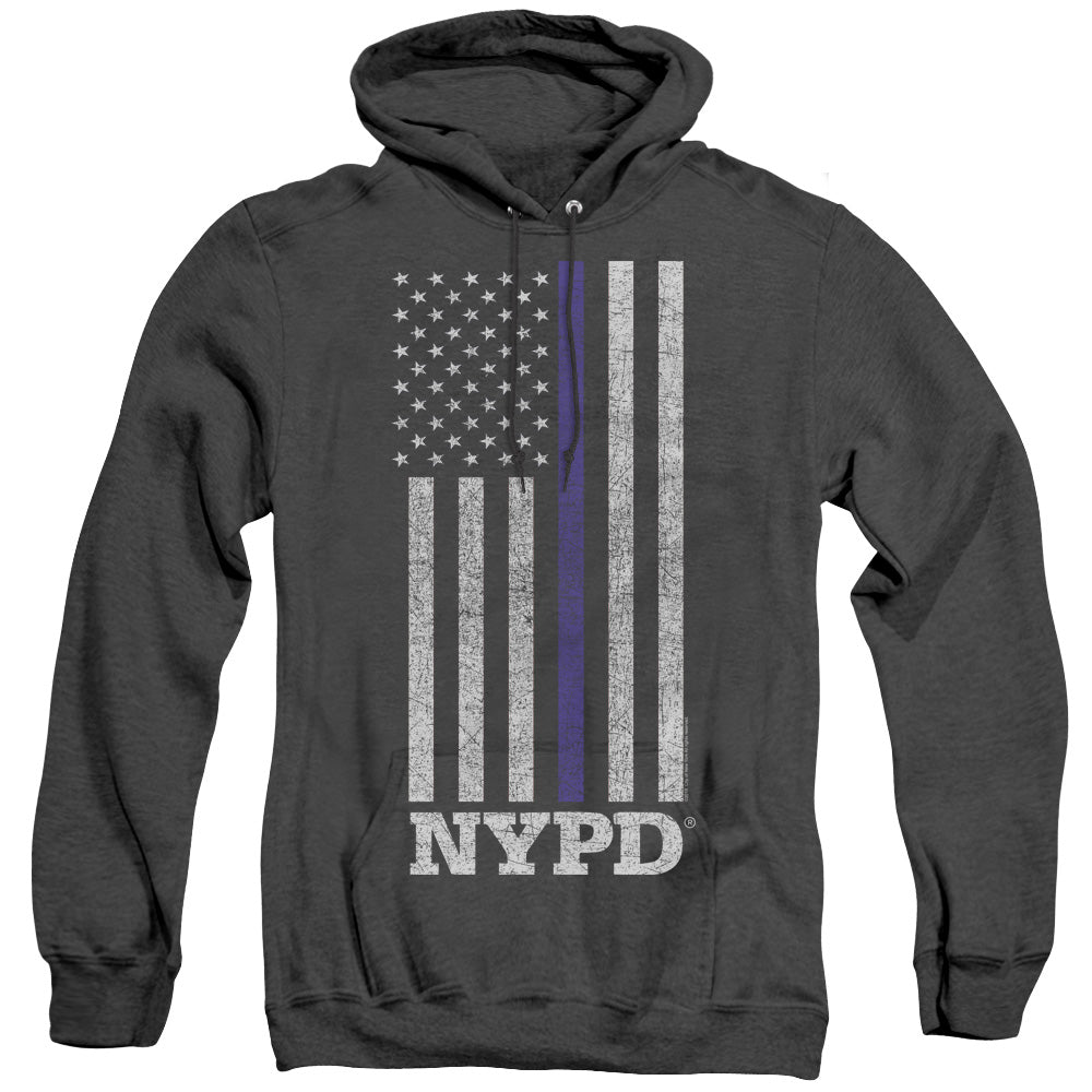 New York City Thin Blue Line Heather Mens Hoodie Black