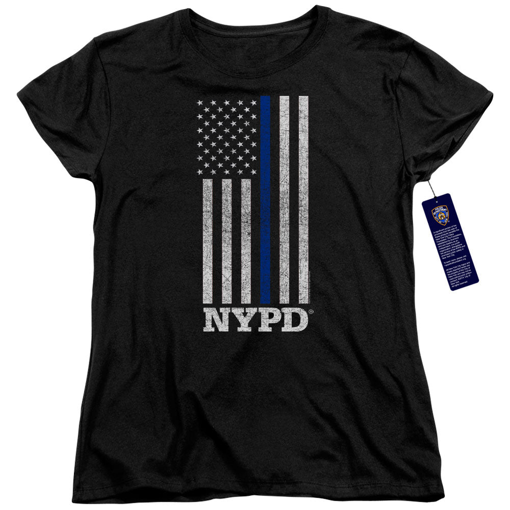 New York City Thin Blue Line Womens T Shirt Black