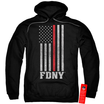 New York City Thin Red Line Mens Hoodie Black