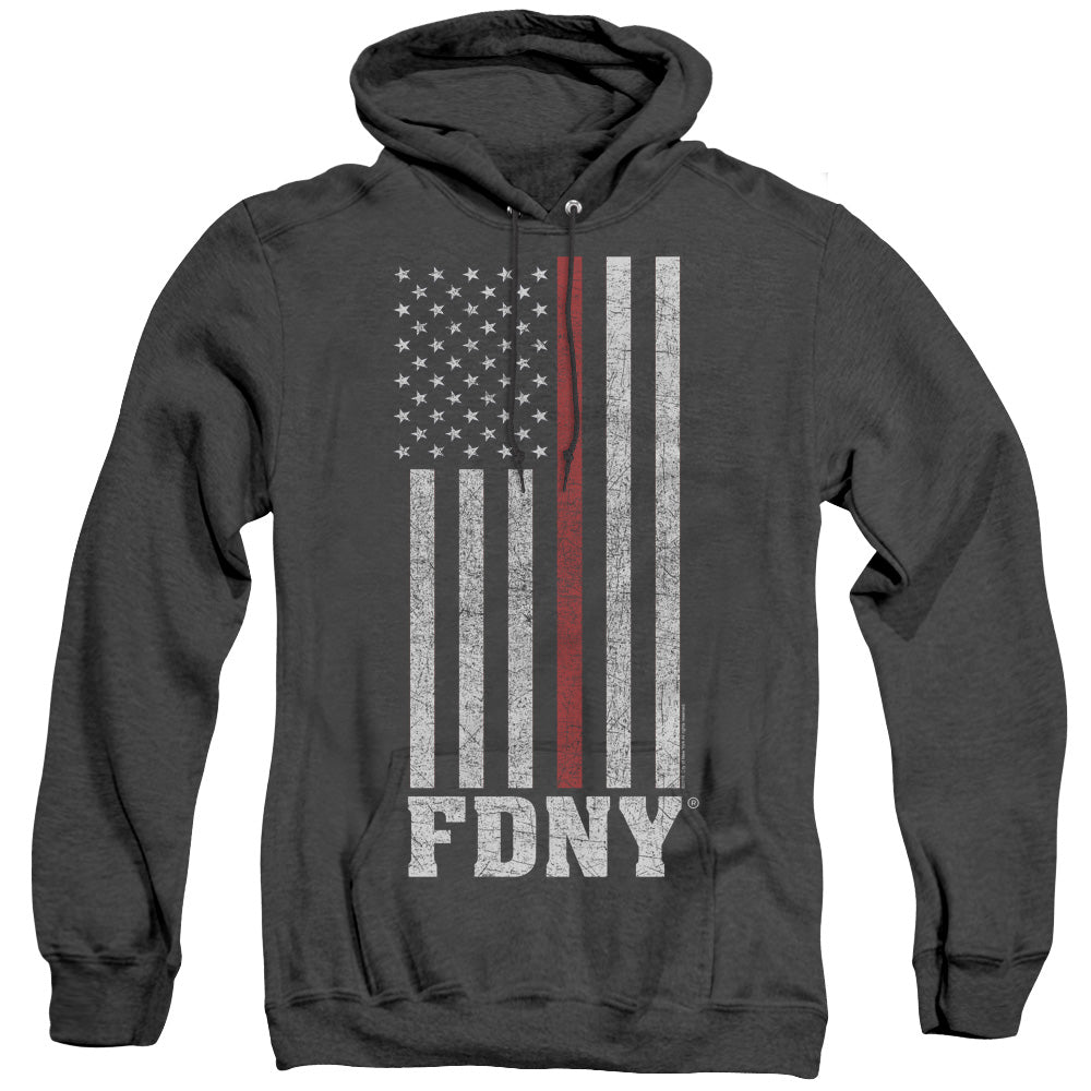 New York City Thin Red Line Heather Mens Hoodie Black