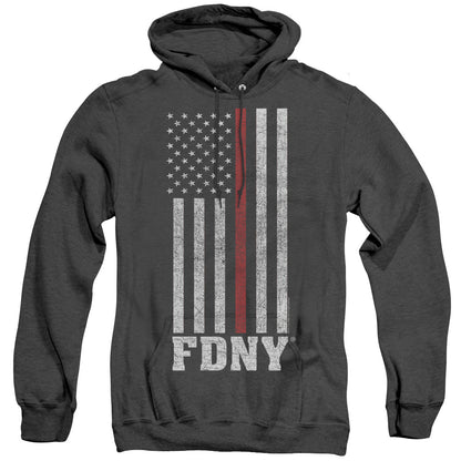 New York City Thin Red Line Mens Heather Hoodie Black