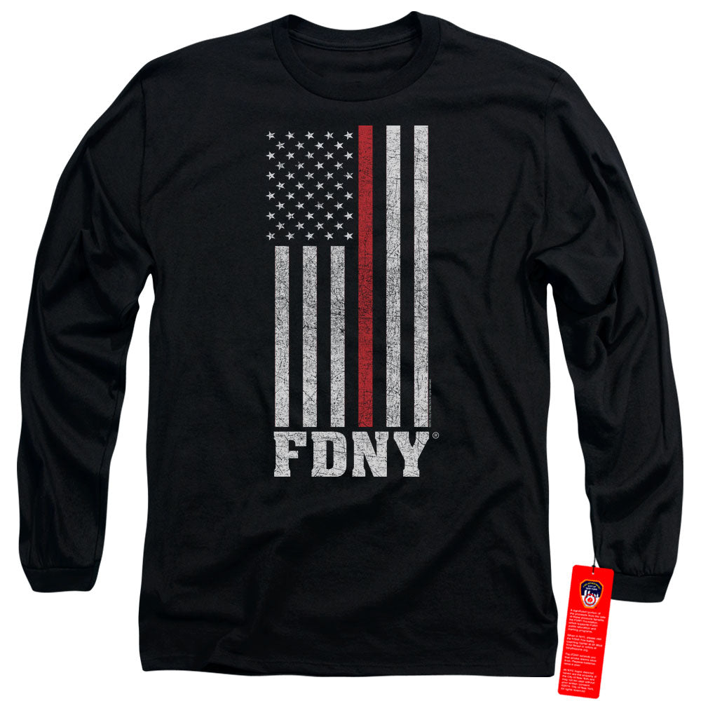 New York City Thin Red Line Mens Long Sleeve Shirt Black