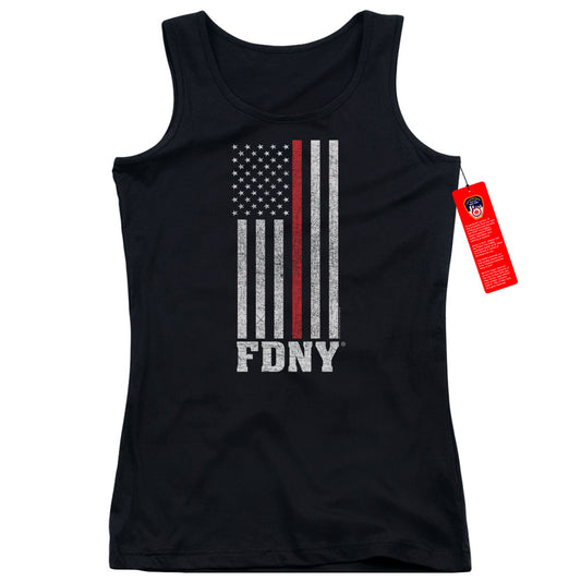 New York City Thin Red Line Womens Tank Top Shirt Black