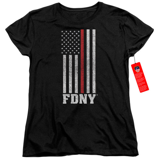 New York City Thin Red Line Womens T Shirt Black