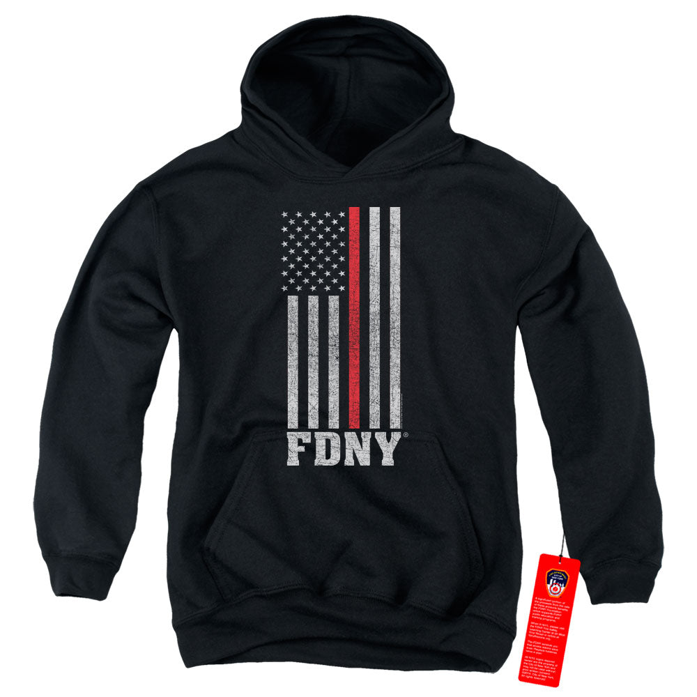 New York City Thin Red Line Kids Youth Hoodie Black