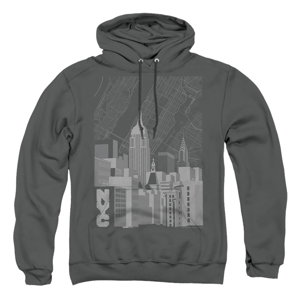 New York City Manhattan Monochrome Mens Hoodie Charcoal