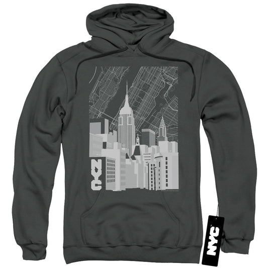 New York City Manhattan Monochrome Mens Hoodie Charcoal