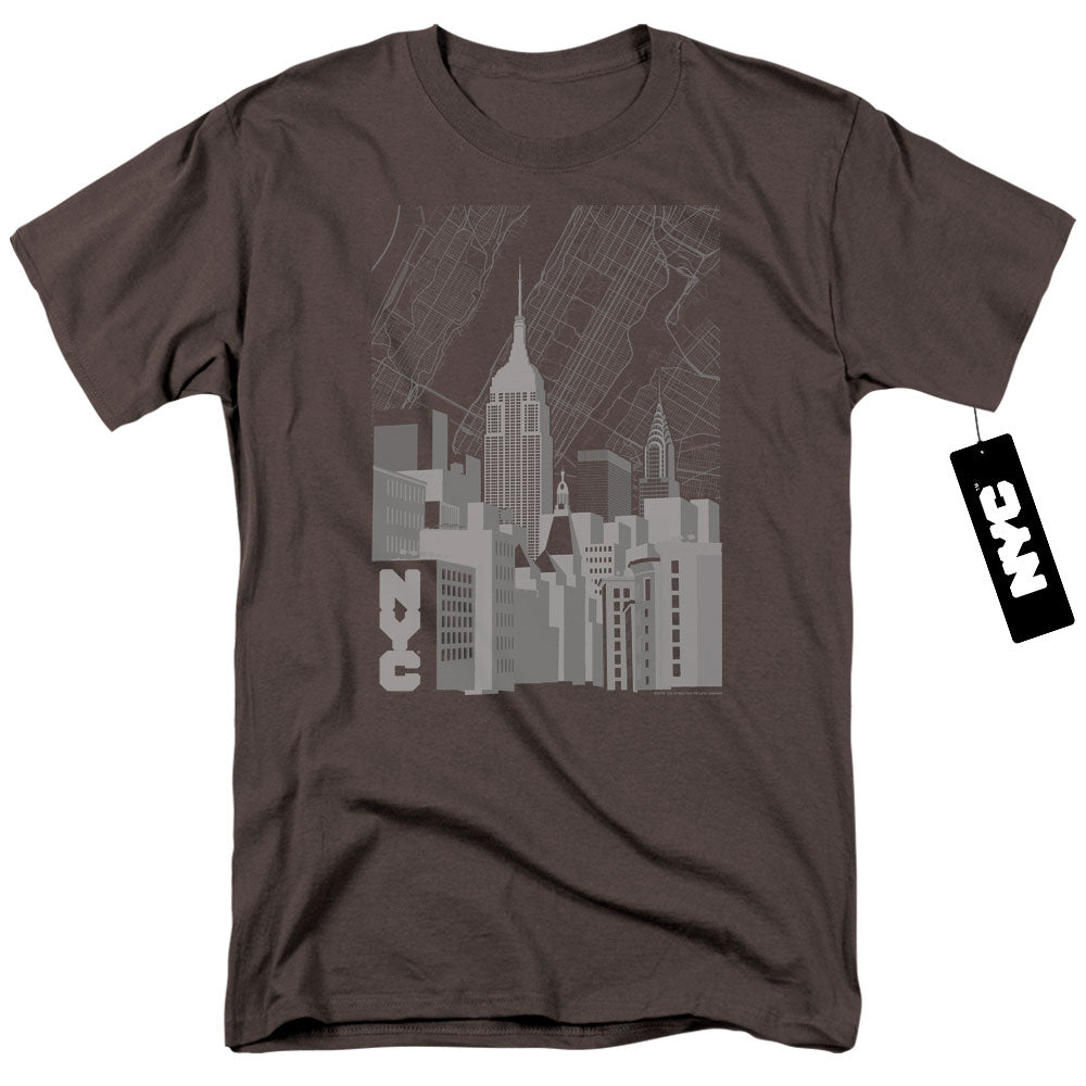 New York City Manhattan Monochrome Mens T Shirt Charcoal