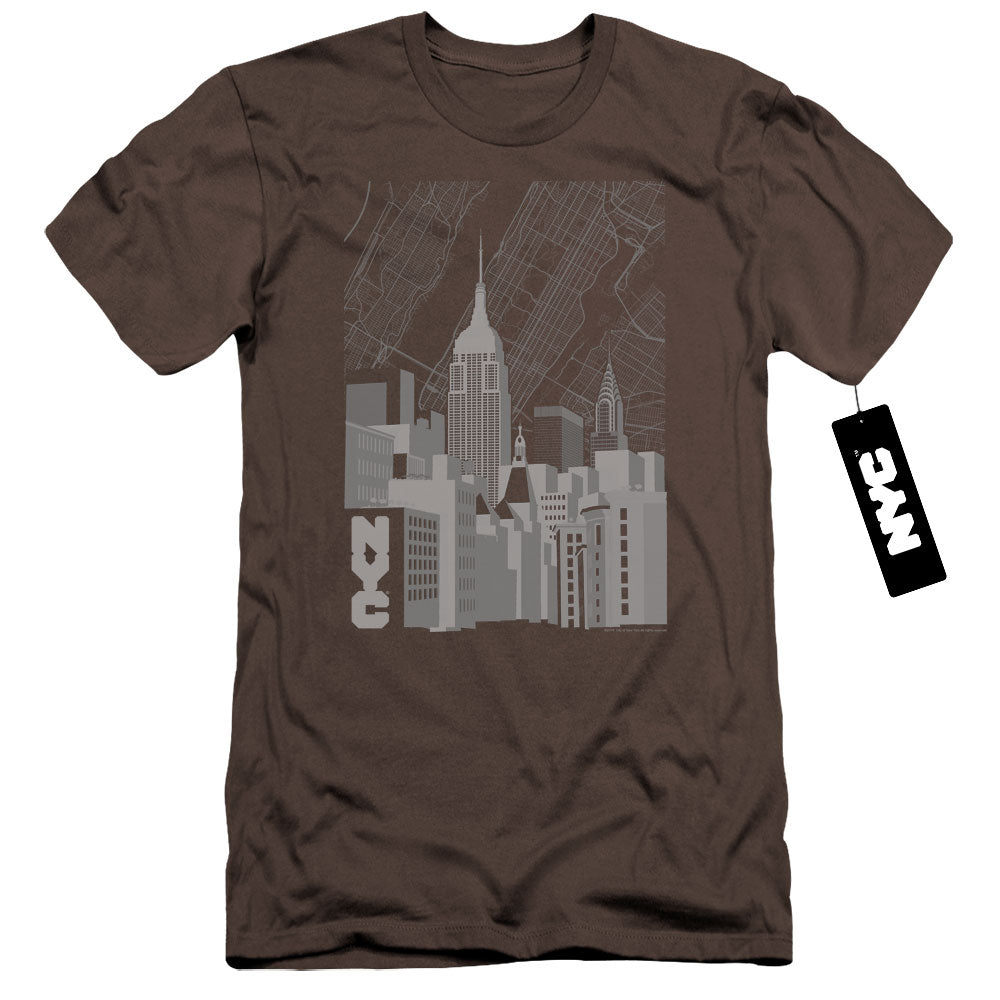 New York City Manhattan Monochrome Premium Bella Canvas Slim Fit Mens T Shirt Charcoal