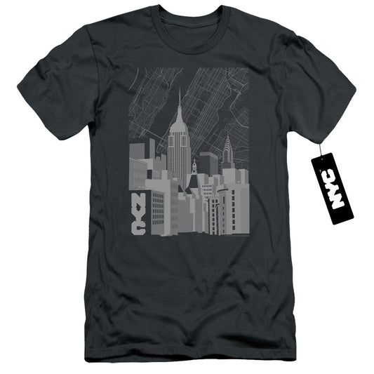 New York City Manhattan Monochrome Slim Fit Mens T Shirt Charcoal