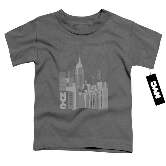 New York City Manhattan Monochrome Toddler Kids Youth T Shirt Charcoal