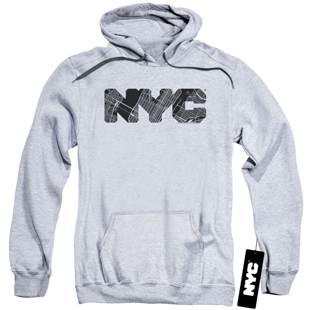 New York City Nyc Map Fill Mens Hoodie Athletic Heather