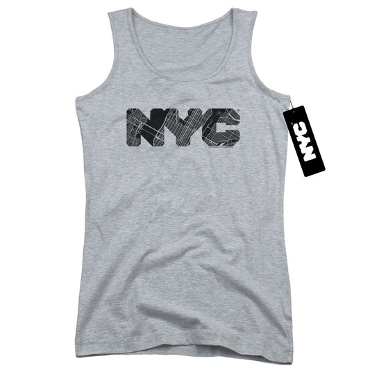 New York City Nyc Map Fill Womens Tank Top Shirt Athletic Heather