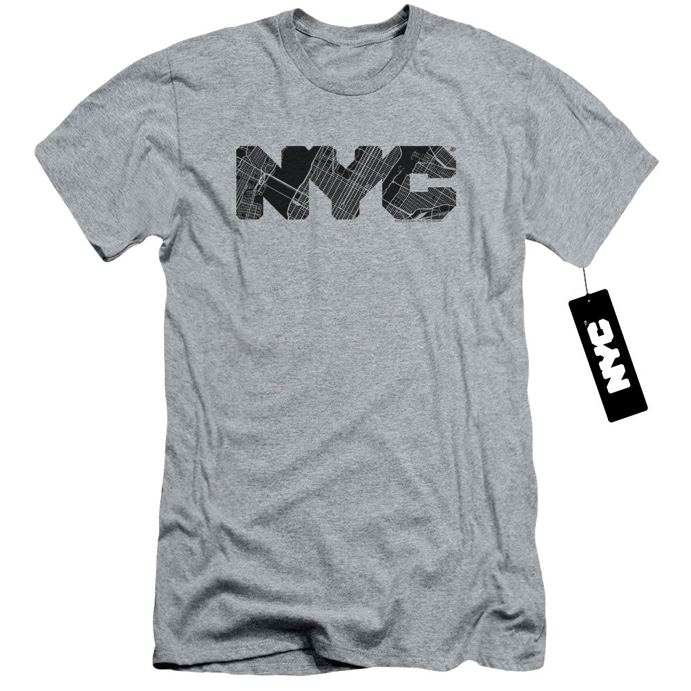 New York City Nyc Map Fill Slim Fit Mens T Shirt Athletic Heather