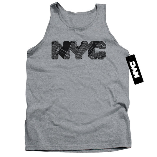 New York City Nyc Map Fill Mens Tank Top Shirt Athletic Heather