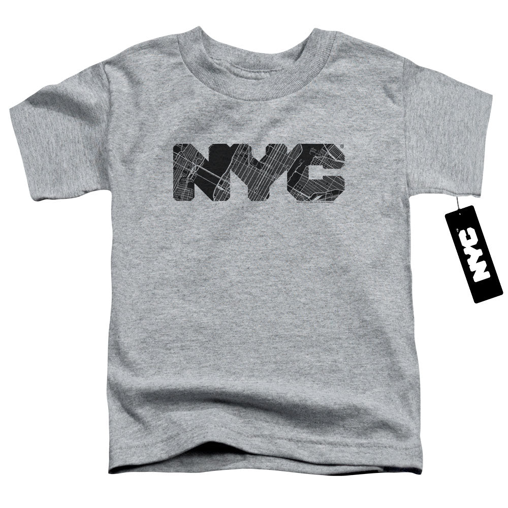 New York City Nyc Map Fill Toddler Kids Youth T Shirt Athletic Heather