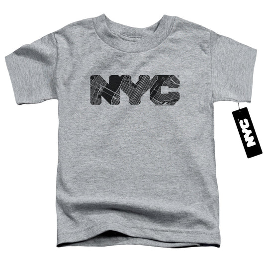 New York City Nyc Map Fill Toddler Kids Youth T Shirt Athletic Heather